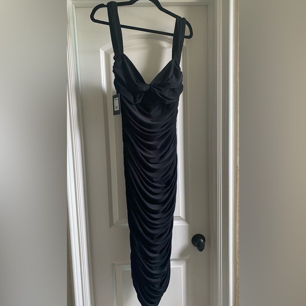 Norma Kamali Walter Midi Dress with Winglet Sleeves